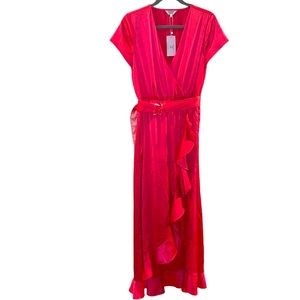 NEW CROSBY Barbie pinup 50a wrapped ruffled, tiered, formal maxidress